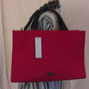 FRANCES VALENTINE KATE RED NYLON TOP ZIP HANDLE TOTE BAG